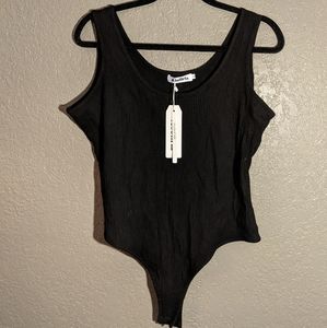 Black Ribbed Bodysuit